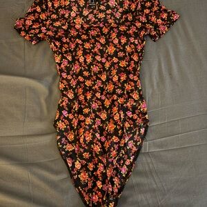 Forever 21 Black Floral Bodysuit